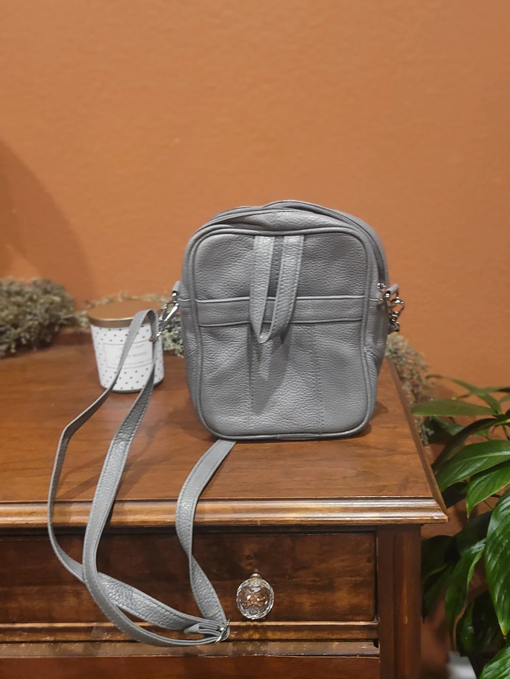 Gray Crossbody Messenger Bag - Compact Everyday Carry